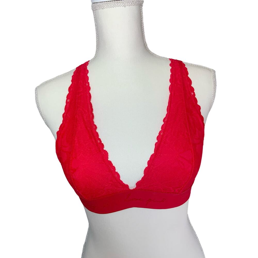 Victoria secret Pink Red Deep V Neck & Cross Back Bralette Size small
